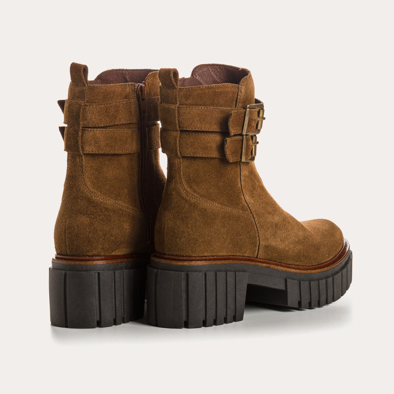 Boots Chelsea en cuir velours avec fermeture éclair et double boucles