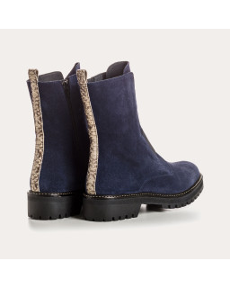 Boots chelsea velvet leather with elastic and interior zip