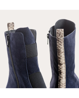 Boots chelsea velvet leather with elastic and interior zip