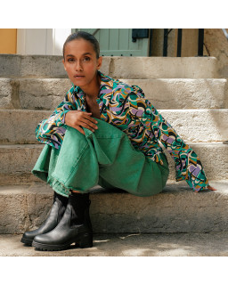 Bottines Chelsea à talons en cuir grainé