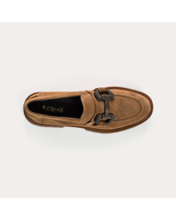 Chunky leather moccasins velvet with golden curls