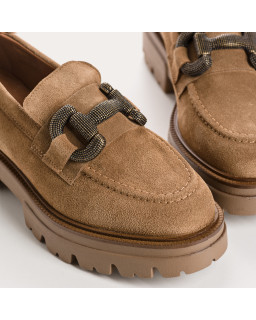 Chunky leather moccasins velvet with golden curls