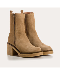 Bottines à talons en cuir velours avec zip