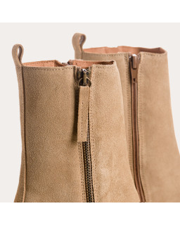 Bottines à talons en cuir velours avec zip