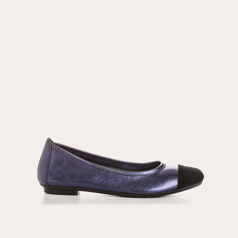 Flat ballerinas two-tone metallic leather