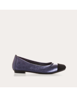 Flat ballerinas two-tone metallic leather