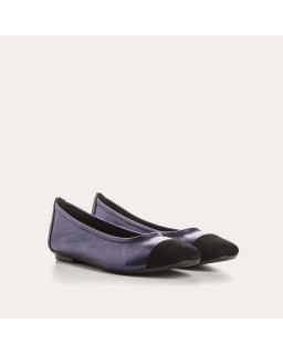 Flat ballerinas two-tone metallic leather