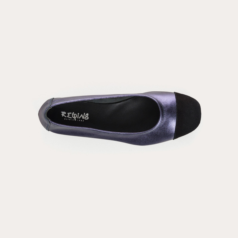 Flat ballerinas two-tone metallic leather