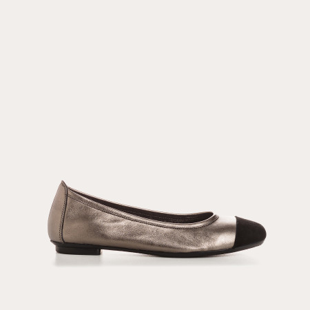 Flat ballerinas two-tone metallic leather