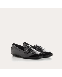 Black College College Leather Loafers