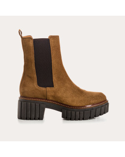 Boots Chelsea Basea Platform in Velvet Leather With Elastic