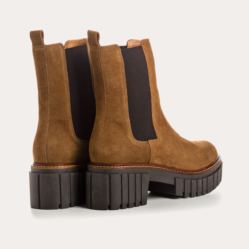 Boots Chelsea Basea Platform in Velvet Leather With Elastic