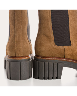 Boots Chelsea à plateforme Basea en cuir velours avec élastiques