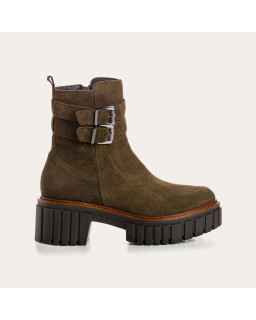 Boots Chelsea velvet leather with zipper and double curls