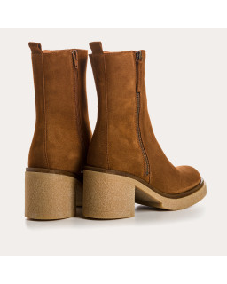 Bottines à talons en cuir velours avec zip