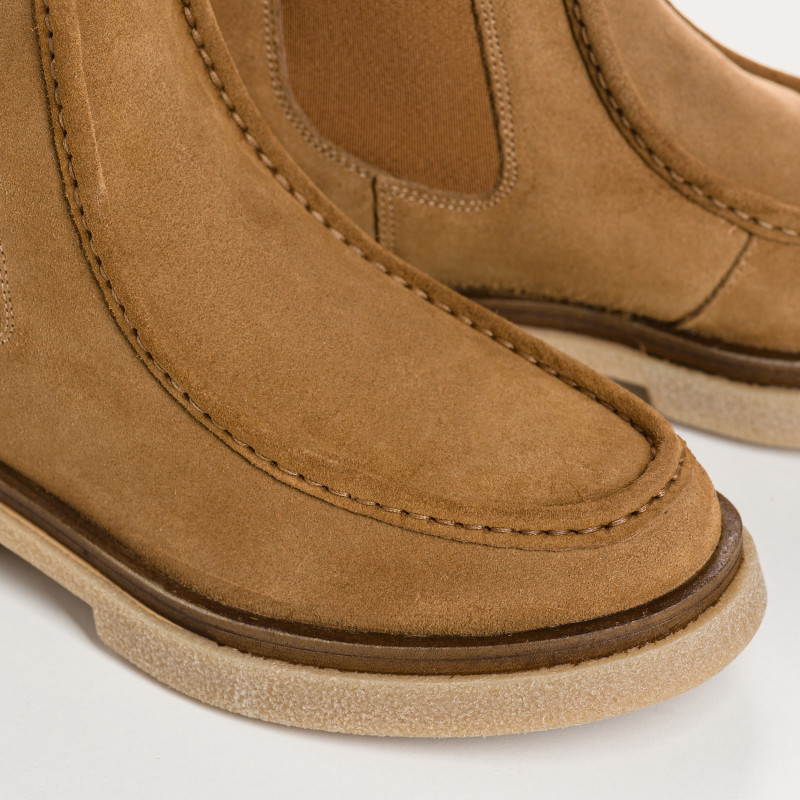 Boots Chelsea Velvet Leather Havana Color With Elastic