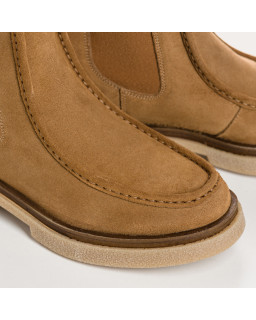 Boots Chelsea Velvet Leather Havana Color With Elastic