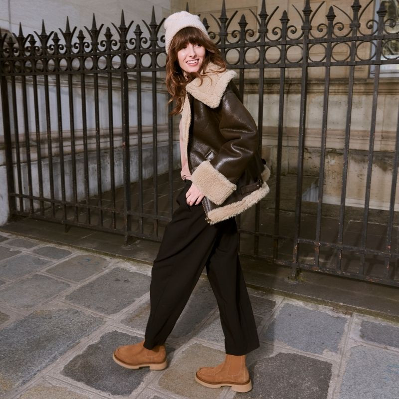 Boots Chelsea Velvet Leather Havana Color With Elastic