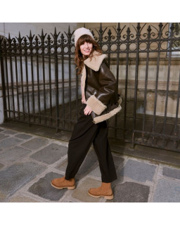 Boots Chelsea Velvet Leather Havana Color With Elastic