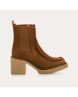 Boots Chelsea à talons hauts en cuir velours avec élastiques