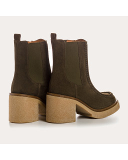 Boots Chelsea à talons hauts en cuir velours avec élastiques