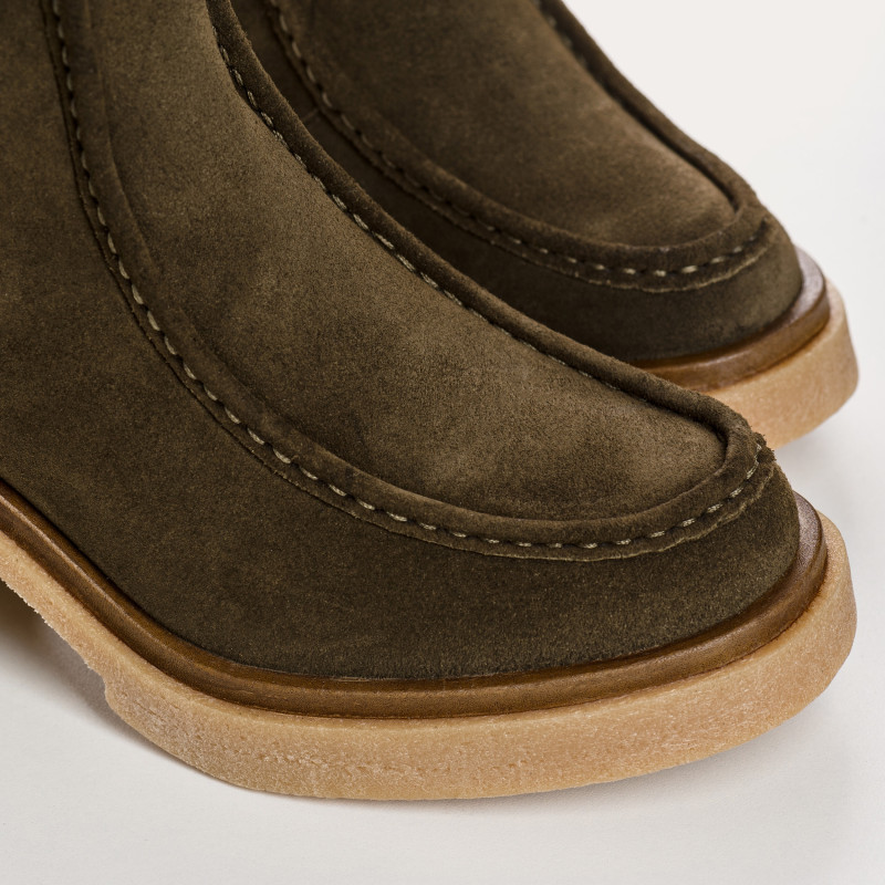 Boots Chelsea à talons hauts en cuir velours avec élastiques