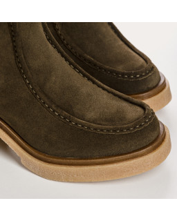 Boots Chelsea à talons hauts en cuir velours avec élastiques