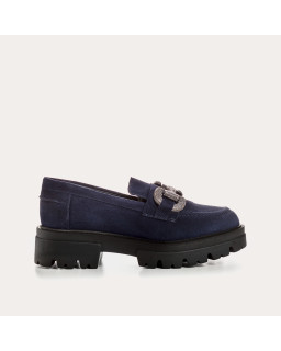 Chunky leather moccasins velvet with golden curls