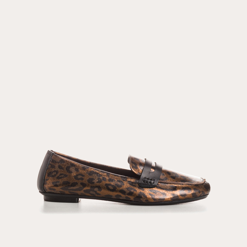 Hema Leopard Print Metallics Loafers | Square Toe | Reqins