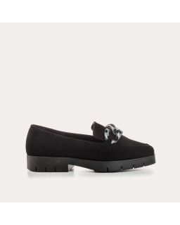 Mocassins en cuir velours avec chaîne bijou