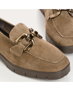 Mocassins à mors en cuir velours avec bijoux dorés ou argentés