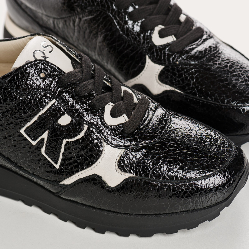 Black Women's Sneakers / Off-White Charleston Grained Leather Charleston