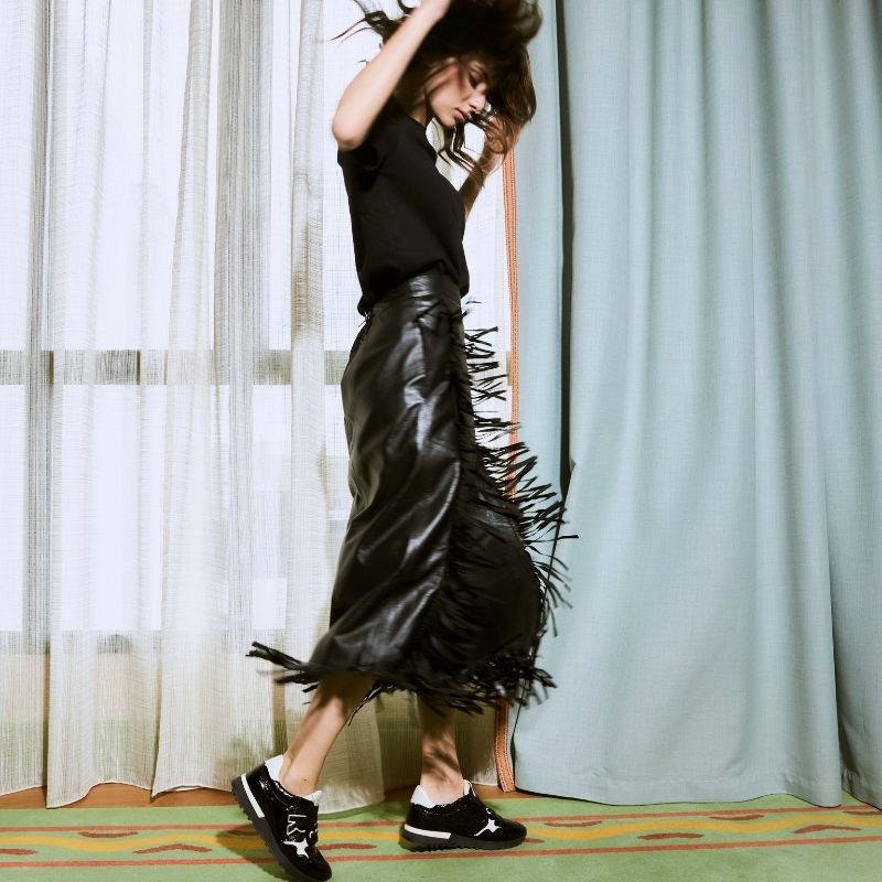 Black Women's Sneakers / Off-White Charleston Grained Leather Charleston