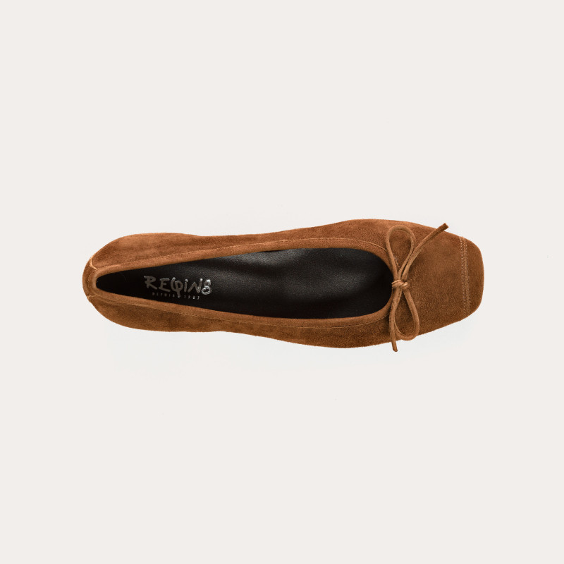 Velvet leather heeled ballerinas with knot