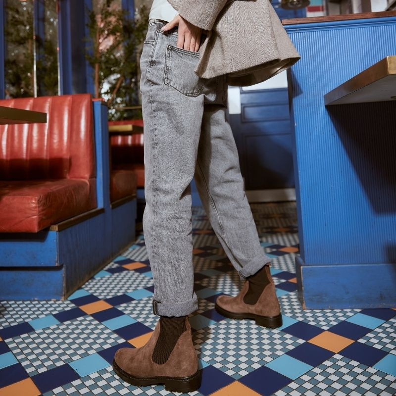 Boots chelsea velvet leather with elastic