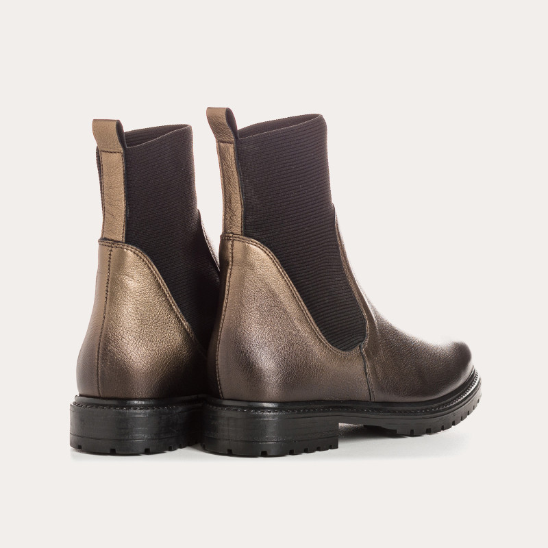 Boots Chelsea en cuir métallisé avec élastiques