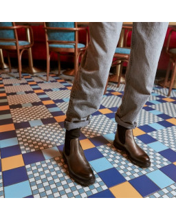 Boots Chelsea metallic leather with elastic