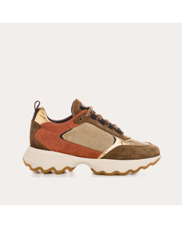 Baskets plateforme pour femme à lacets en cuir velours