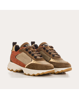 Baskets plateforme pour femme à lacets en cuir velours