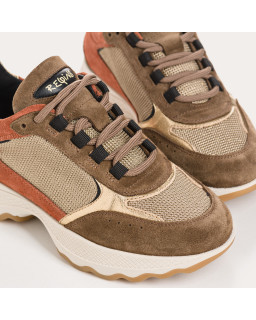 Baskets plateforme pour femme à lacets en cuir velours