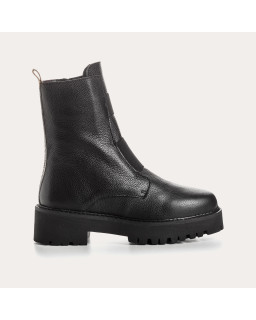 Boots Chelsea black flat grained leather with elastic