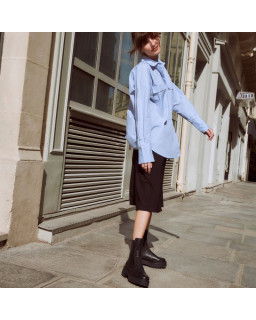 Boots Chelsea black flat grained leather with elastic