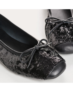 Ballerines plates à nœud en tissu brillant style Charleston