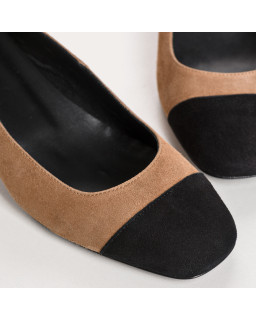 Ballerinas with two-color heels velvet leather