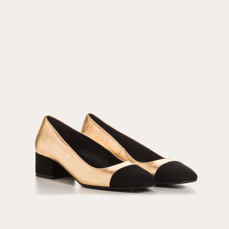 Ballerinas with two-tone metallic leather