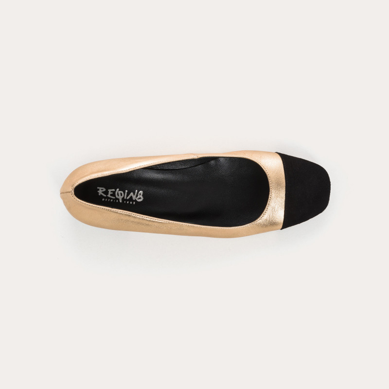Ballerinas with two-tone metallic leather