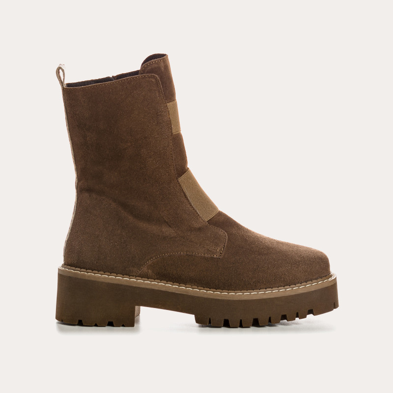 Boots Chelsea flat velvet leather with elastic