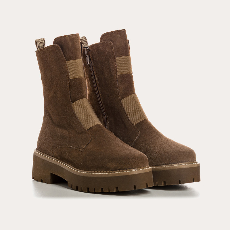 Boots Chelsea flat velvet leather with elastic