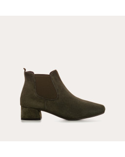 Bottines Chelsea en cuir velours avec élastiques