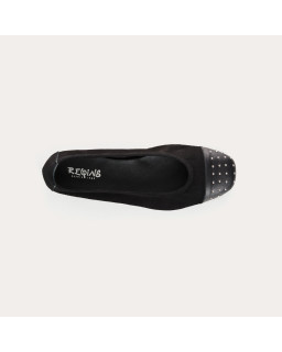 Ballerines bicolores à clous en cuir velours